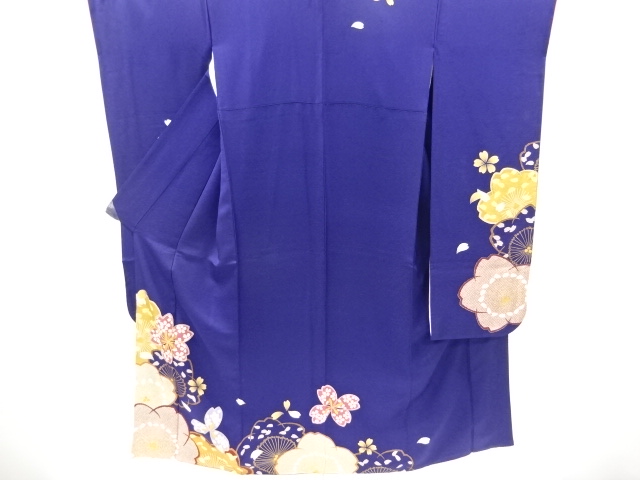 リサイクル　桜模様刺繍振袖(重ね衿付き)　長襦袢・袋帯セット